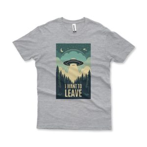 Camiseta Plus Size I Want to Leave cinza mescla