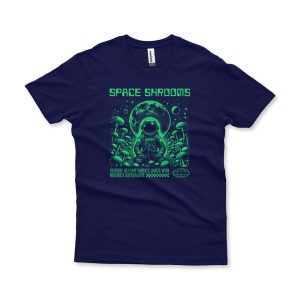 Camiseta Plus Size Space Shrooms azul marinho