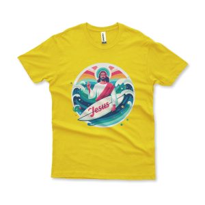 Camiseta Estonada Jesus Surf amarelo canário