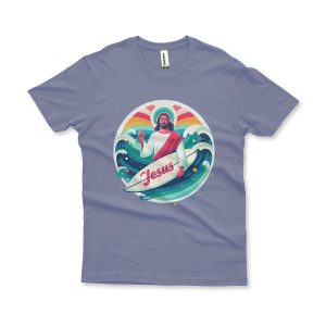 Camiseta Estonada Jesus Surf azul marinho