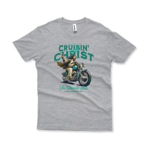 Camiseta Plus Size Jesus Rider cinza mescla