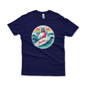 Camiseta Plus Size Jesus Surf azul marinho